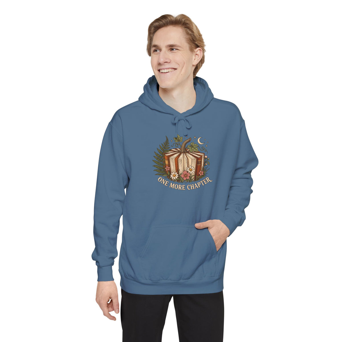 Book Lover Hoodie | One More Chapter Autumn Reading Art | Comfort Colors Garment Dyed