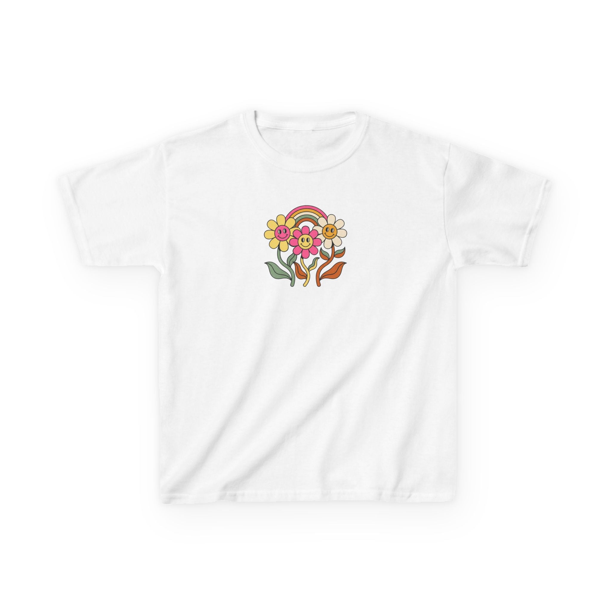 Groovy Daisy Shirt Retro Rainbow Flower Kids Tee