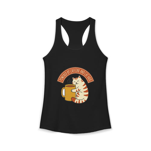 Cat Coffee Powered by Caffeine — Racerback Tank