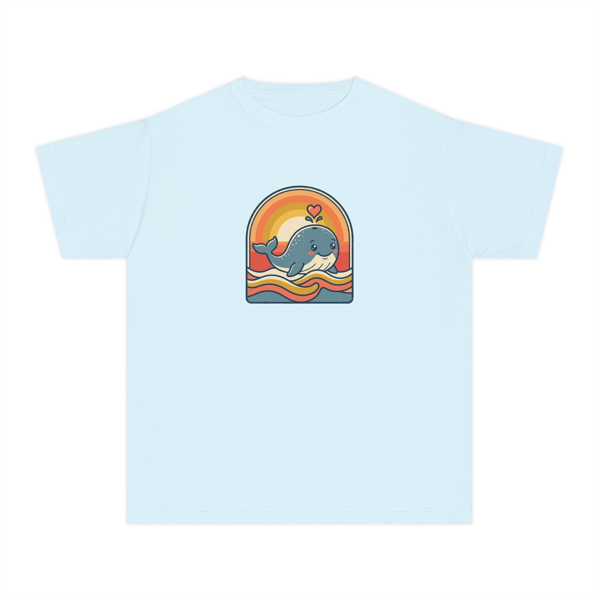 Whale Youth Shirt Retro Heart Comfort Colors Beach Tee