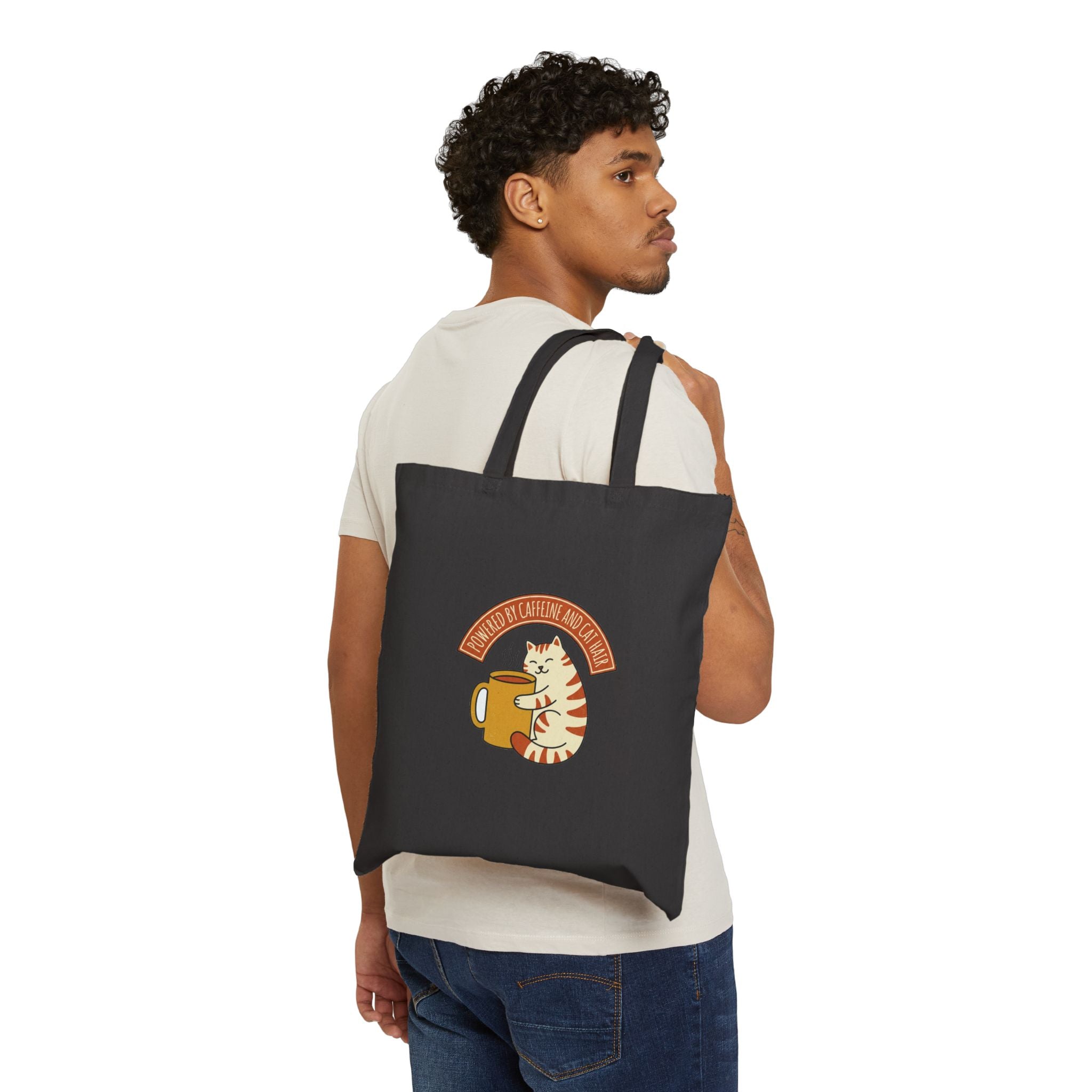 Cat Coffee Powered by Caffeine — Canvas Tote Bag