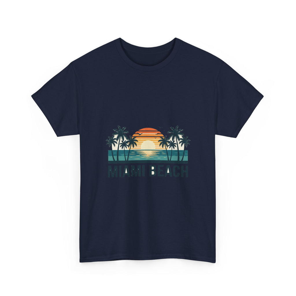 Miami Beach Retro Tee | Vintage Sunset & Palms Summer Shirt