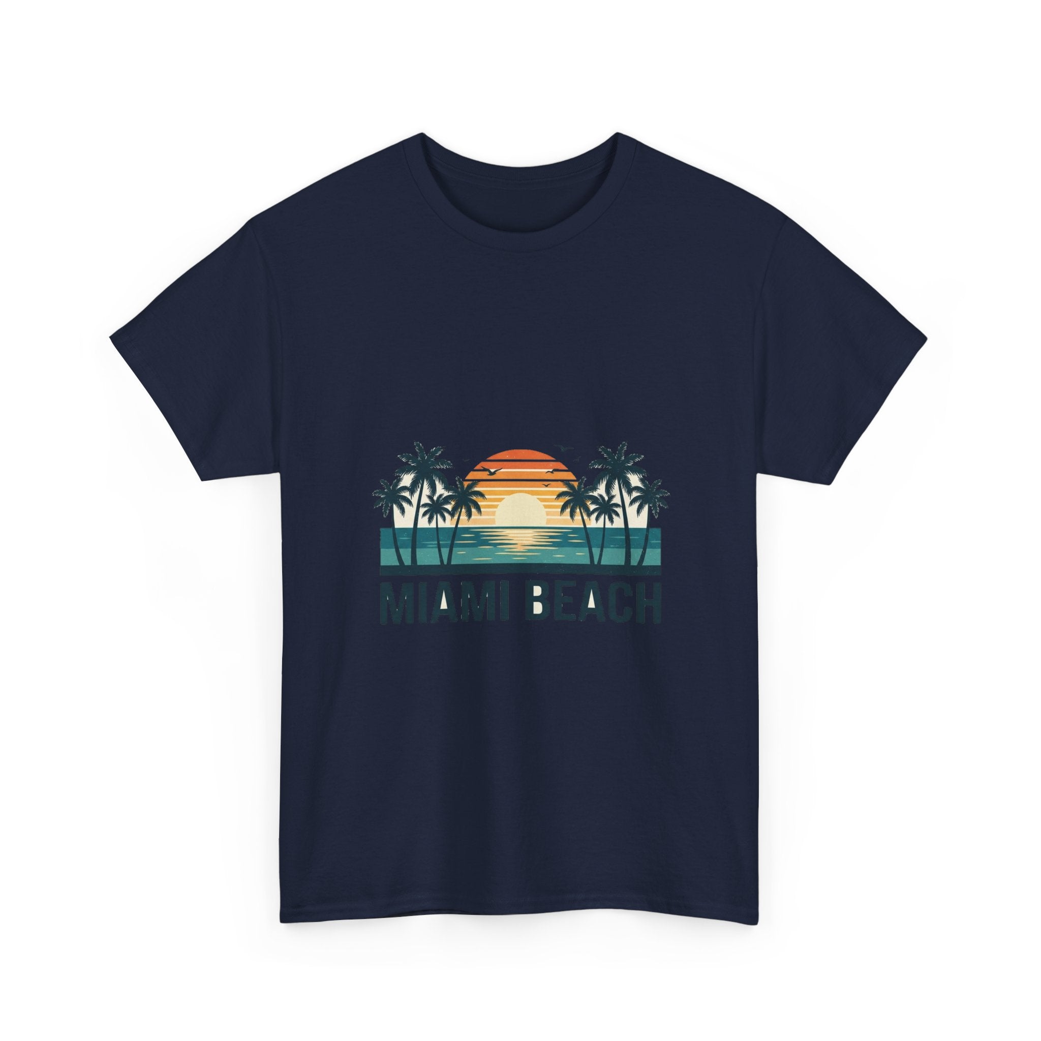 Miami Beach Retro Tee | Vintage Sunset & Palms Summer Shirt