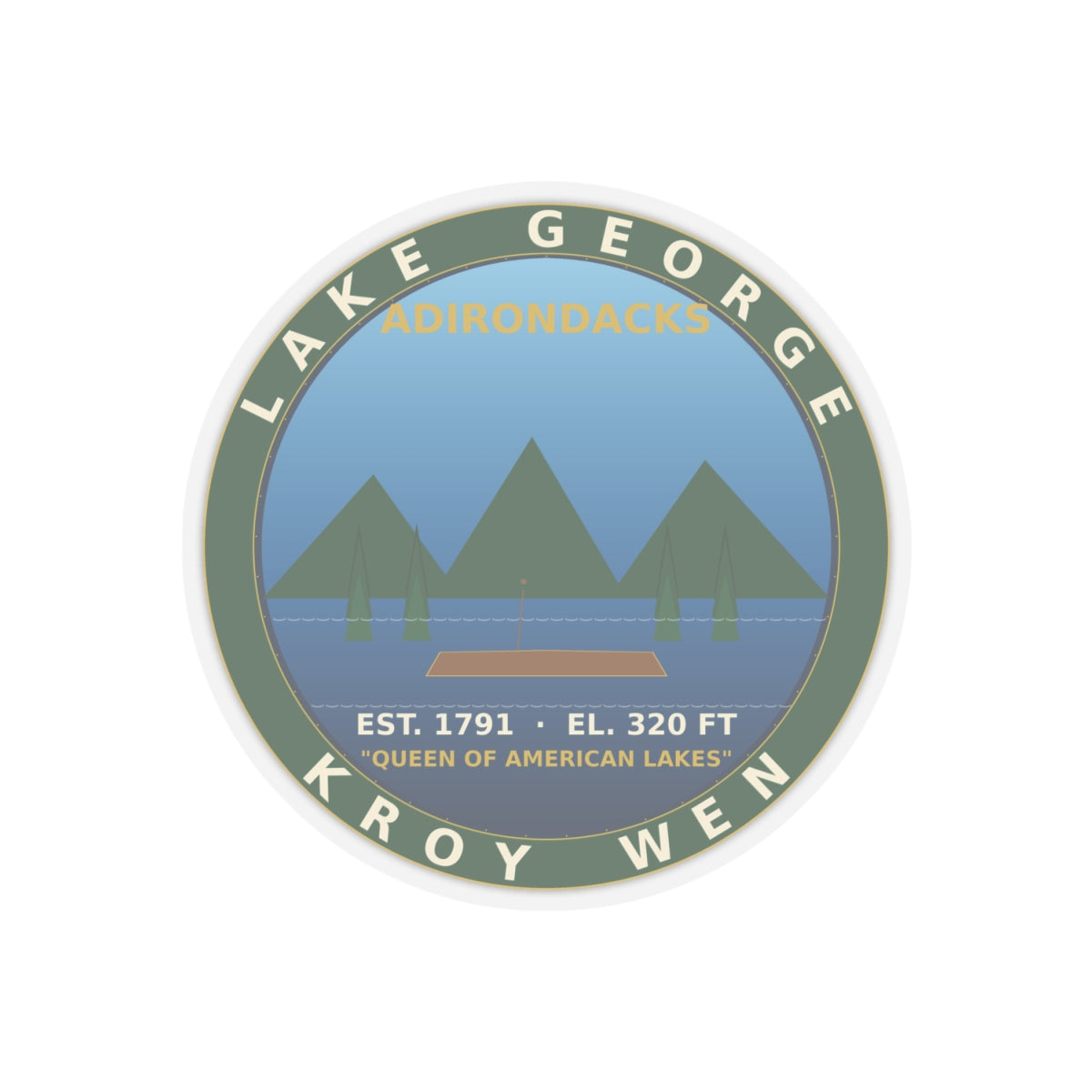 Lake George Adirondacks Badge Sticker