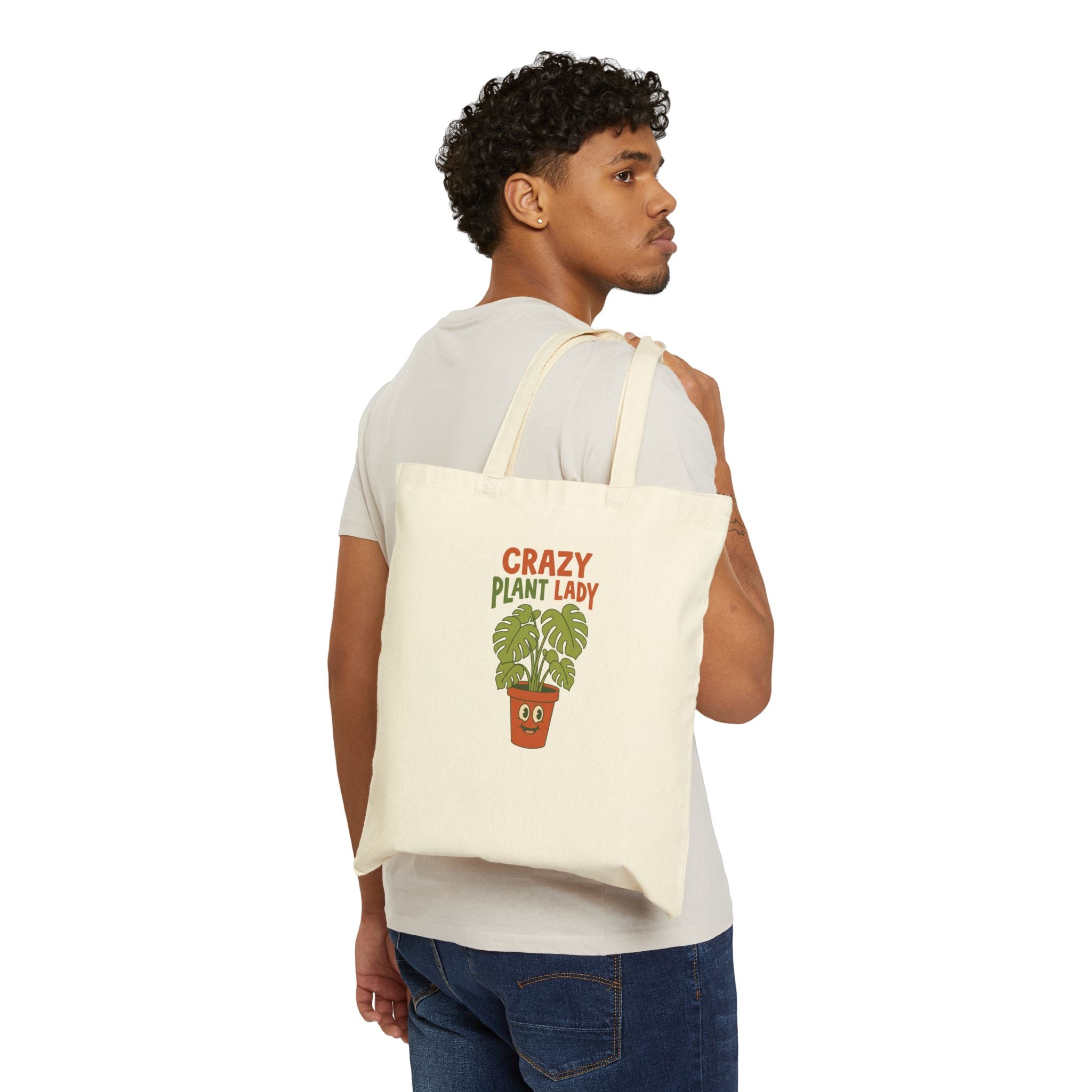 Crazy Plant Lady Canvas Tote Bag | Plant Mom Market Bag