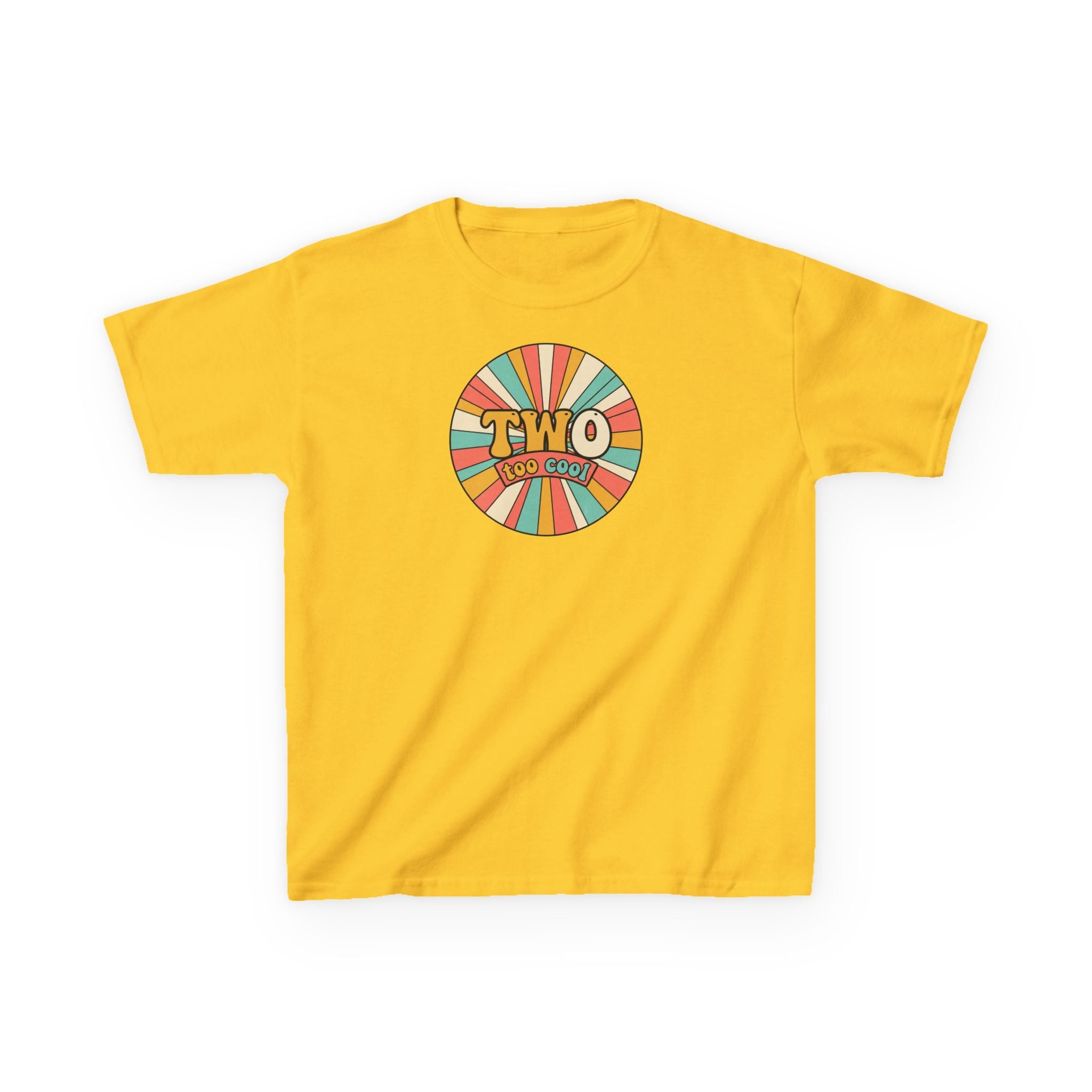 2nd Birthday Shirt TWO Too Cool Retro Sunburst Kids Tee