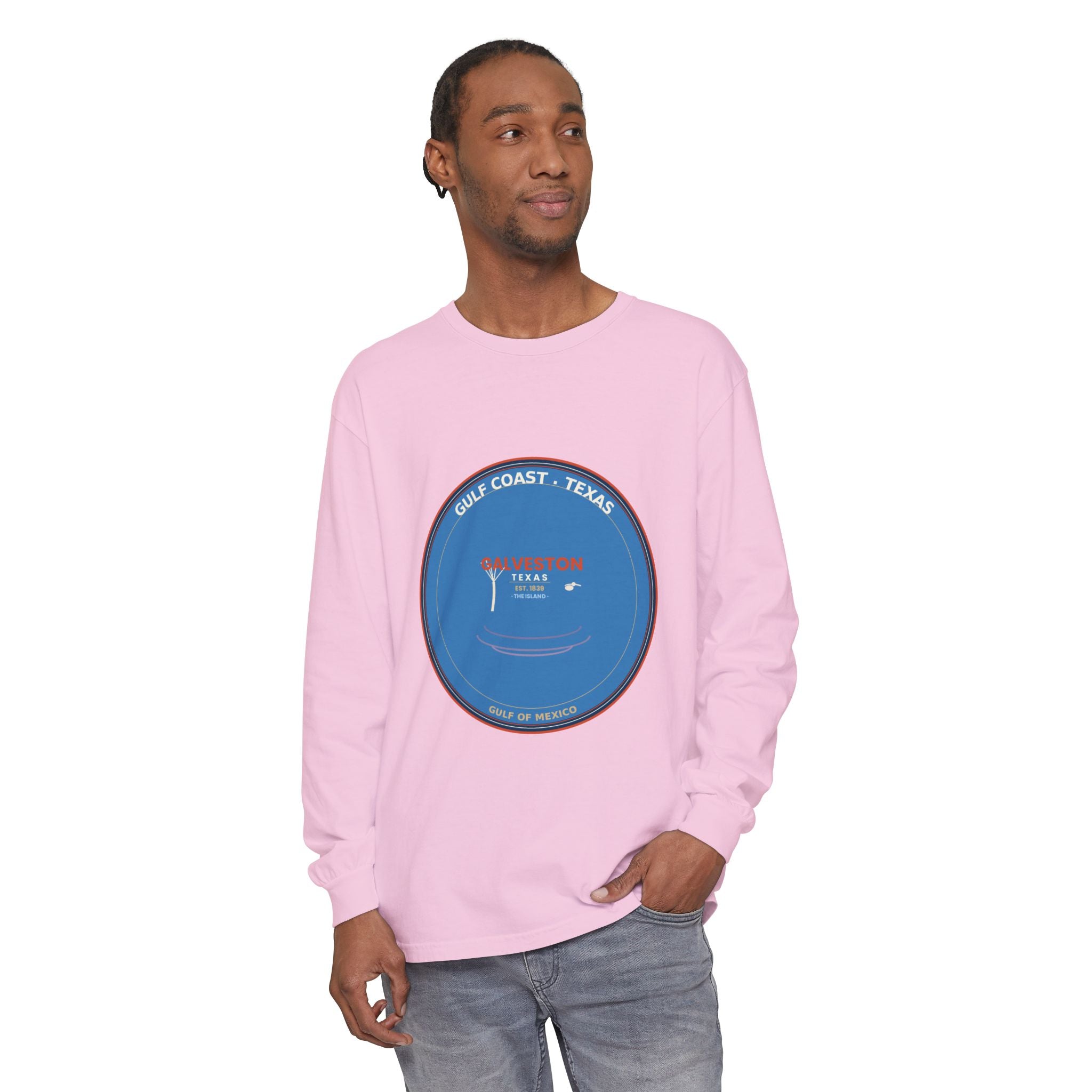 Galveston Texas Long Sleeve | Vintage Coastal Badge | CC 6014