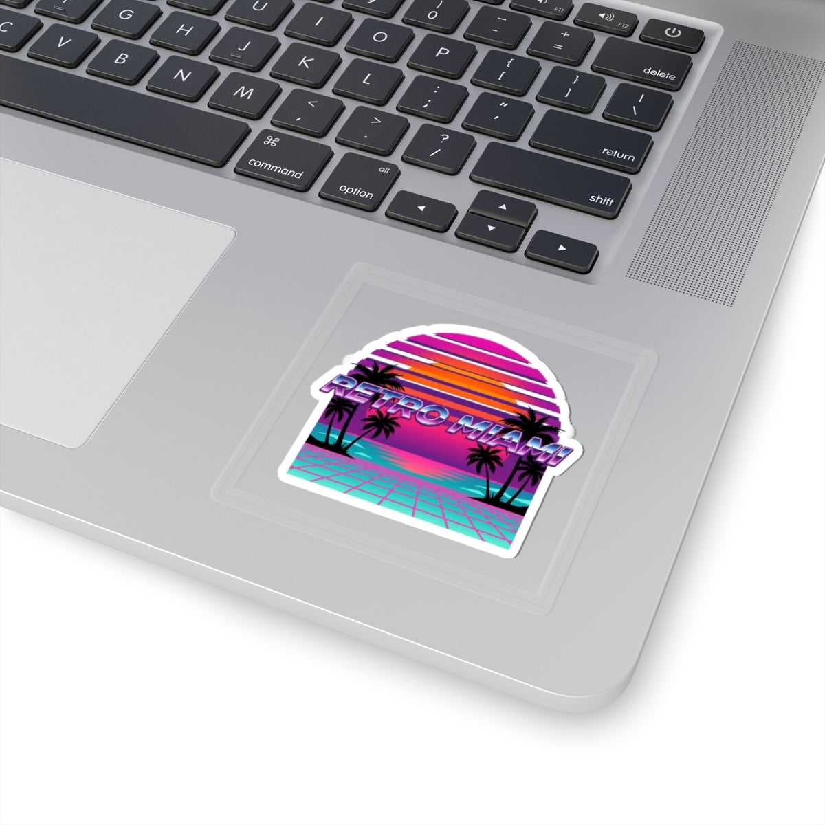 Retro Miami Sunset Sticker — 80s Synthwave Kiss-Cut Vinyl