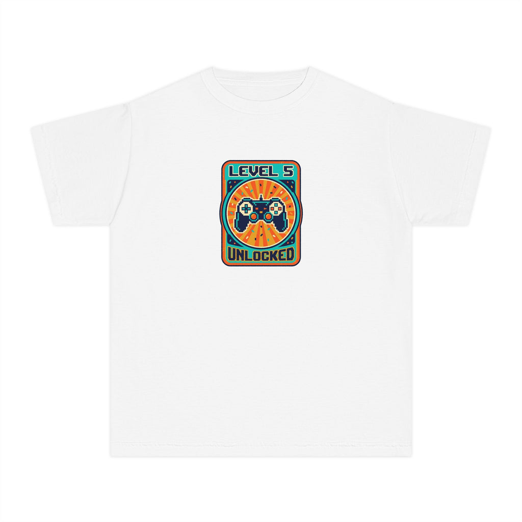Level 5 Unlocked 5th Birthday Youth Shirt Gamer Tee