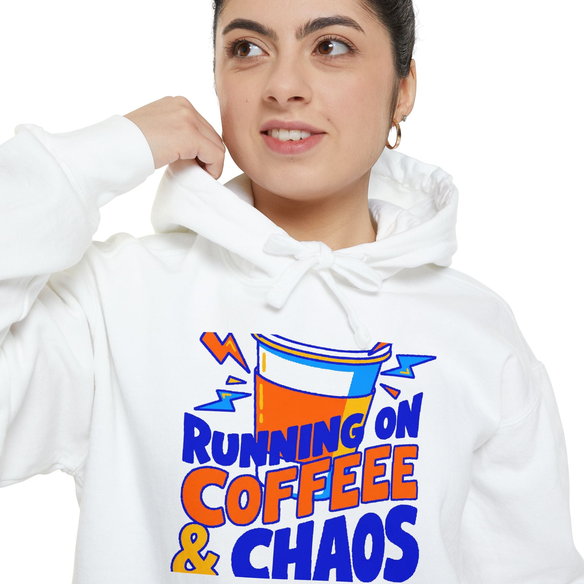Funny Coffee Hoodie | Running on Coffee & Chaos