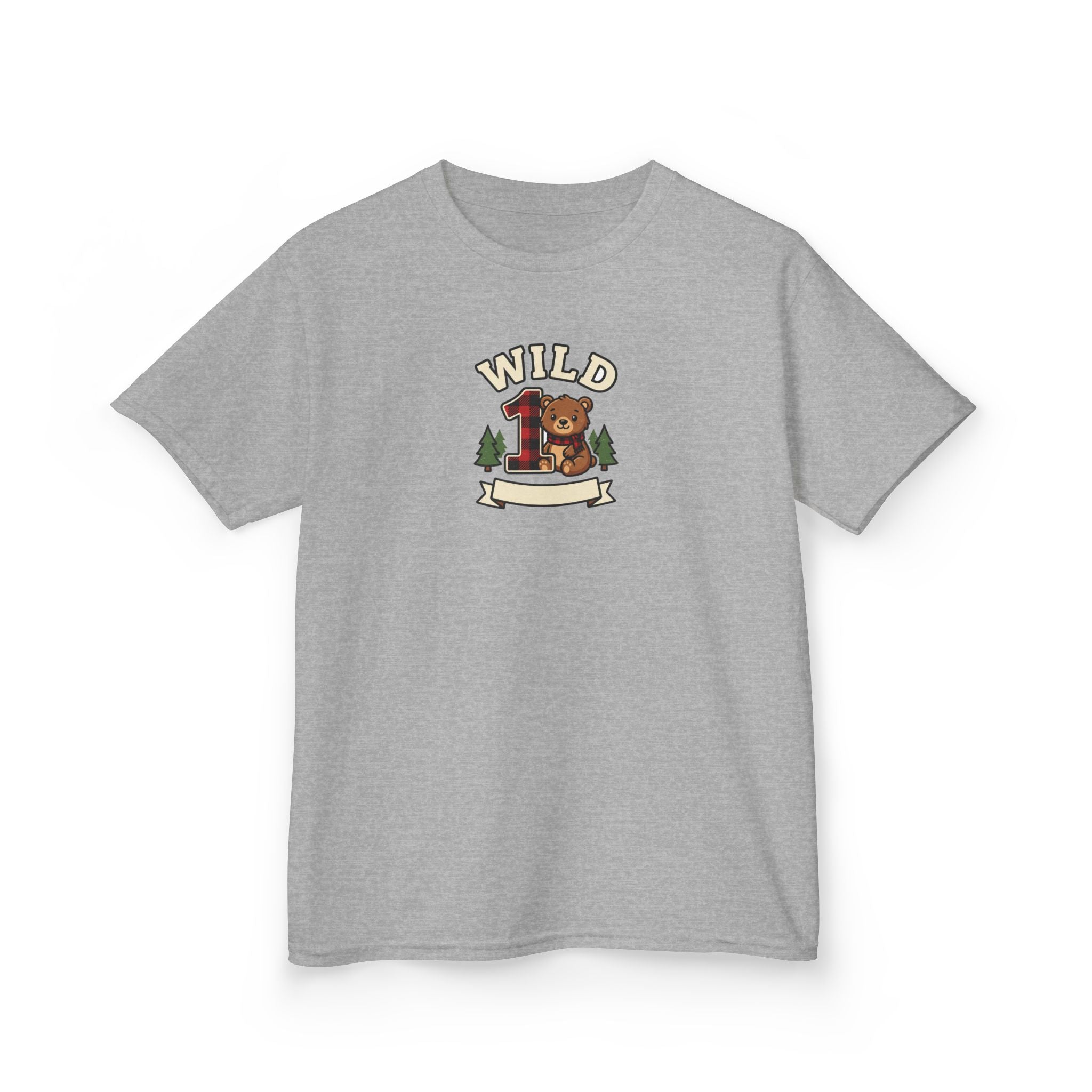 Wild One 1st Birthday Shirt Plaid Bear Kids Tee