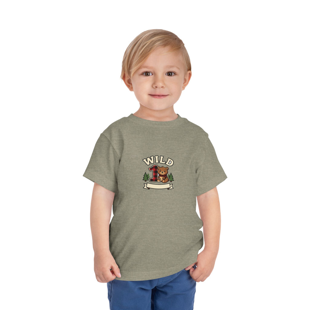 Wild One 1st Birthday Toddler Shirt Plaid Bear Tee