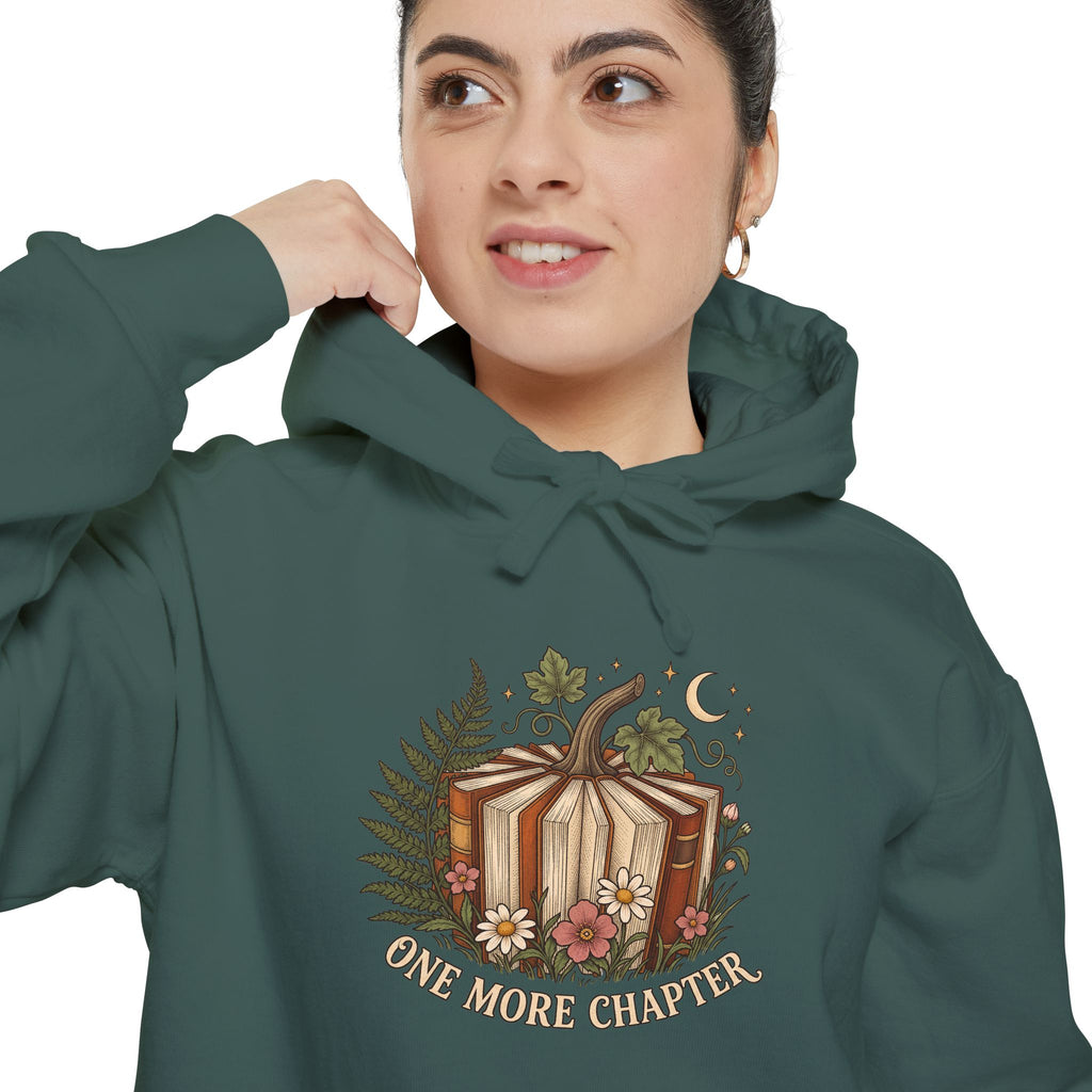 Book Lover Hoodie | One More Chapter Autumn Reading Art | Comfort Colors Garment Dyed