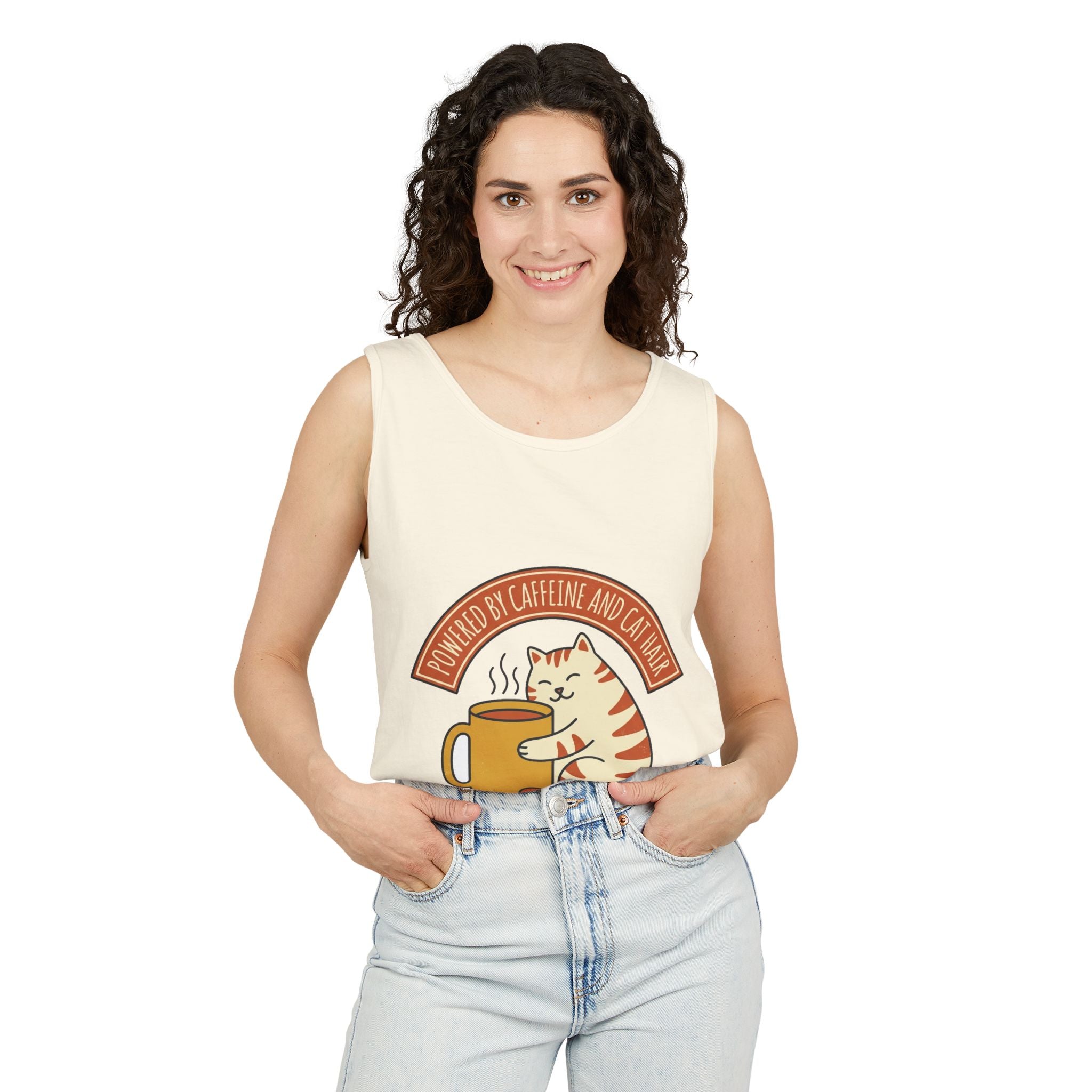 Cat Coffee Powered by Caffeine — Tank Top