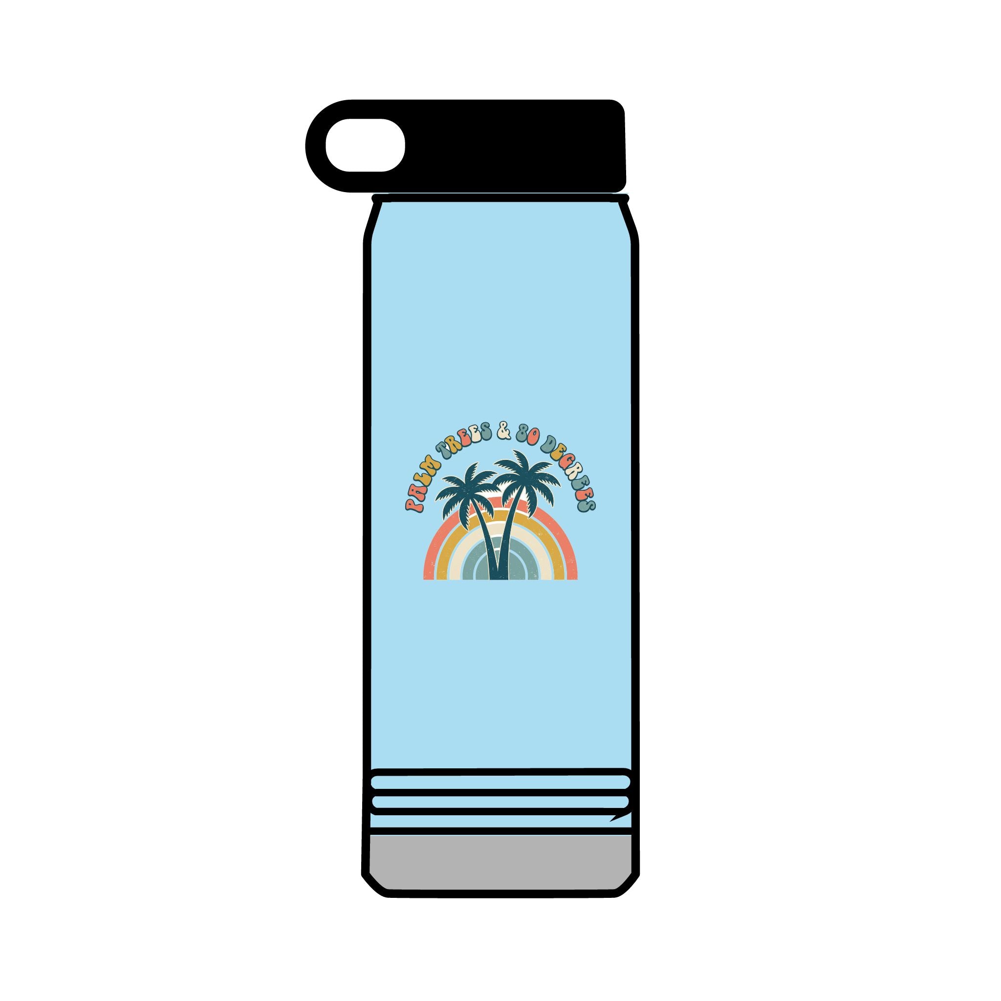 Palm Trees & 80 Degrees 32oz Tumbler | Retro Rainbow Beach Drinkware