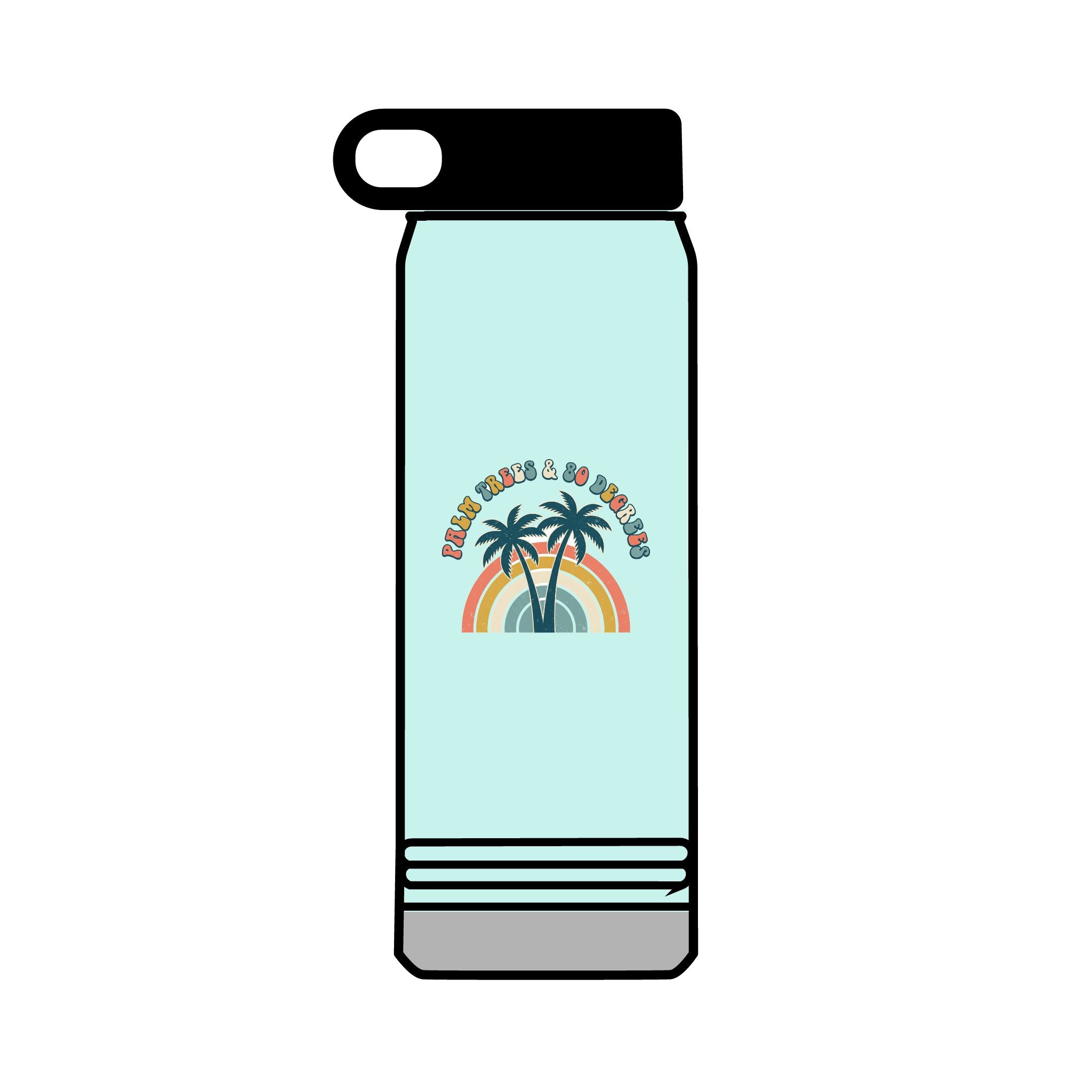 Palm Trees & 80 Degrees 32oz Tumbler | Retro Rainbow Beach Drinkware