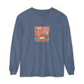 Funny Feeling Crabby crab long sleeve tee on garment dyed Comfort Colors cotton, vintage beach umbrella design