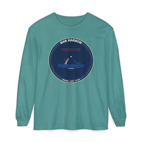 Bar Harbor Maine Long Sleeve | Acadia Vintage Badge Long Sleeve Tee