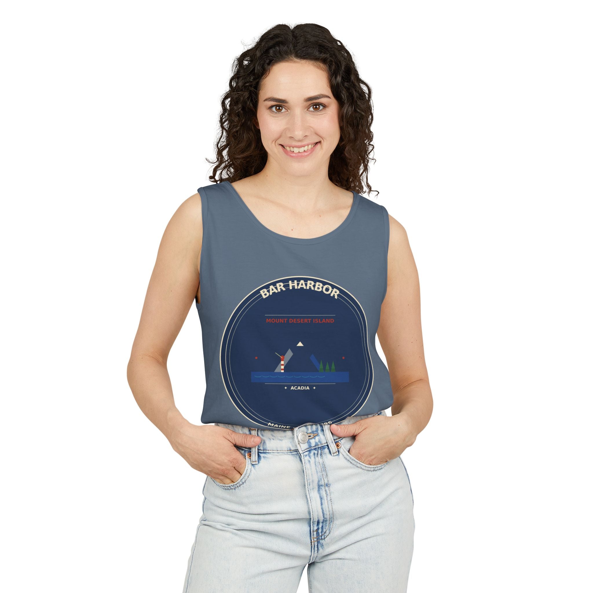 Bar Harbor Maine Tank Top | Acadia Vintage Badge Tank