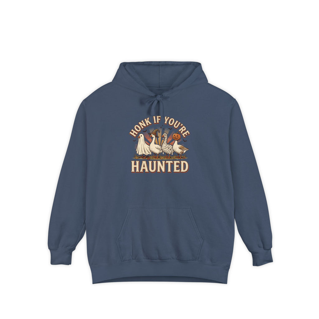 Funny Halloween Hoodie | Honk If You're Haunted Goose Art | Comfort Colors Garment Dyed