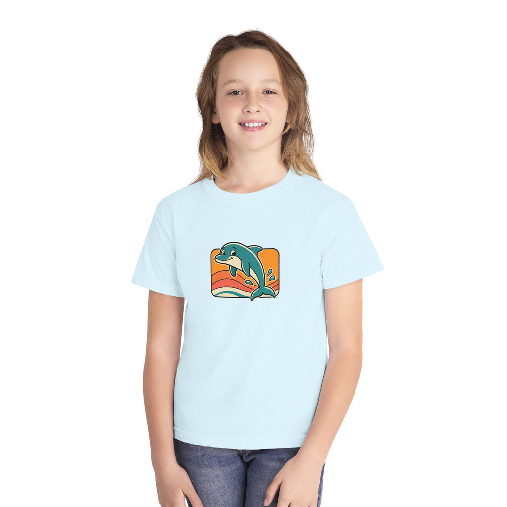 Dolphin Youth Shirt Retro Sunset Comfort Colors Beach Tee