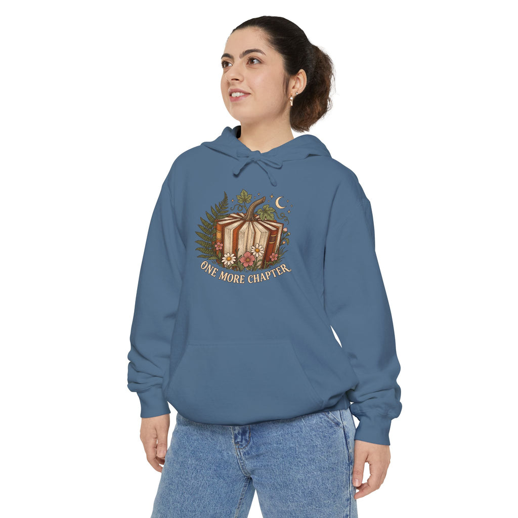 Book Lover Hoodie | One More Chapter Autumn Reading Art | Comfort Colors Garment Dyed