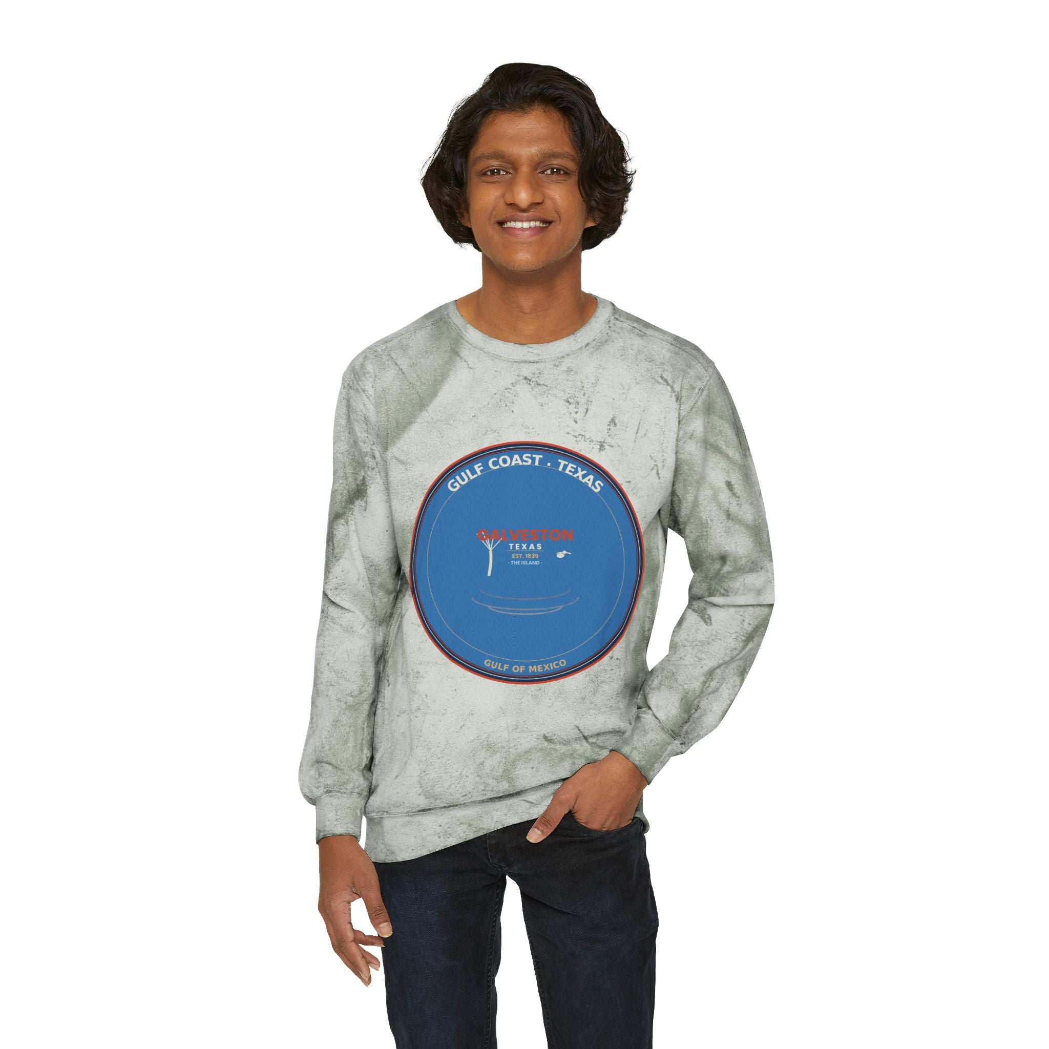 Galveston Texas Crewneck | Vintage Coastal Badge | CC 1566