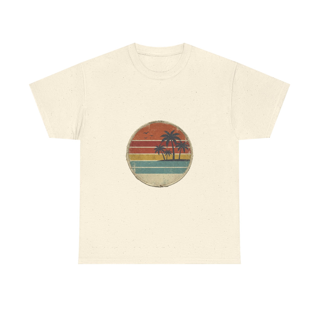 Retro Sunset Circle Tee | Vintage Beach Badge Summer Shirt