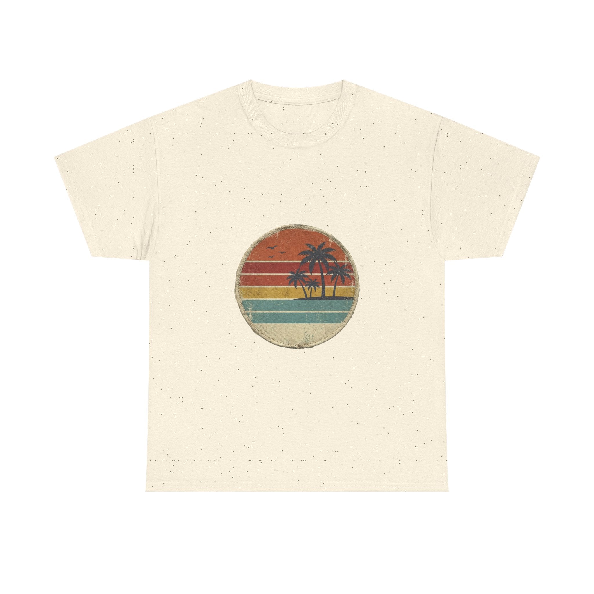 Retro Sunset Circle Tee | Vintage Beach Badge Summer Shirt