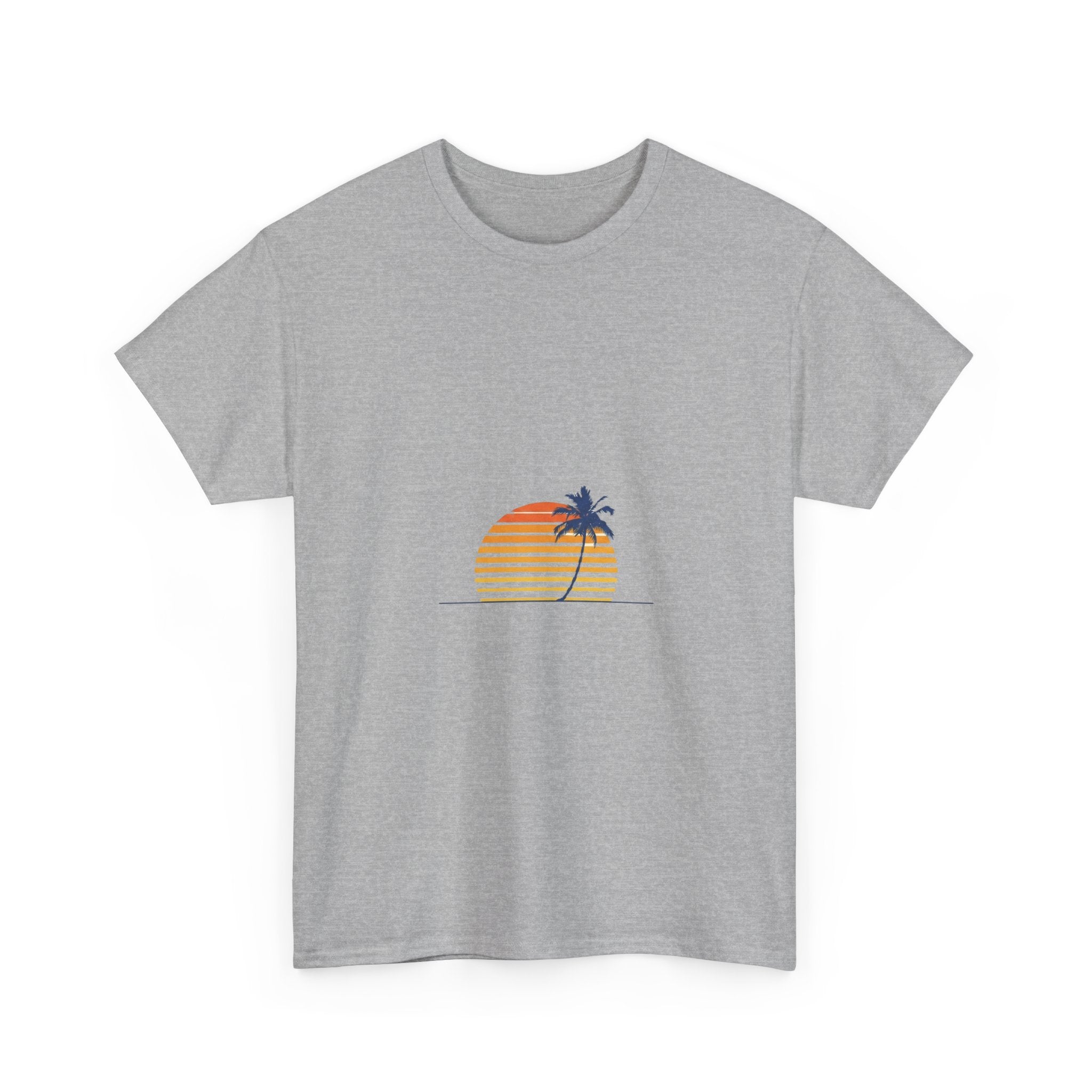 Retro Palm & Sunset Tee | Minimalist Vintage Beach Summer Shirt
