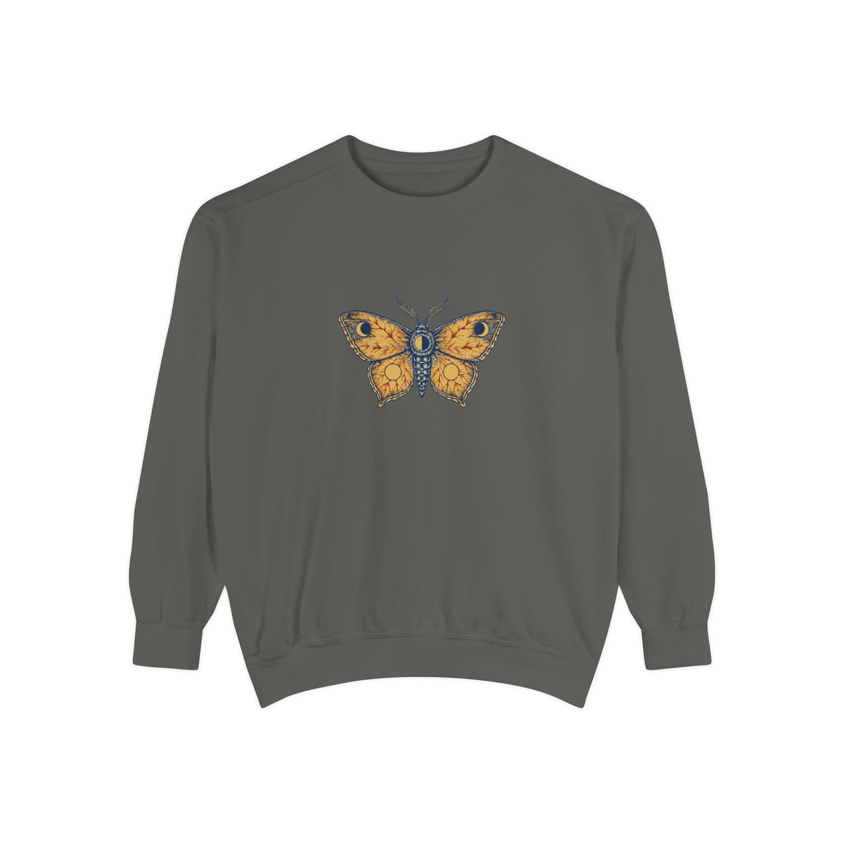 Celestial Moth Crewneck Sweatshirt | Vintage Engraved Luna Moth Art | Comfort Colors Garment Dyed