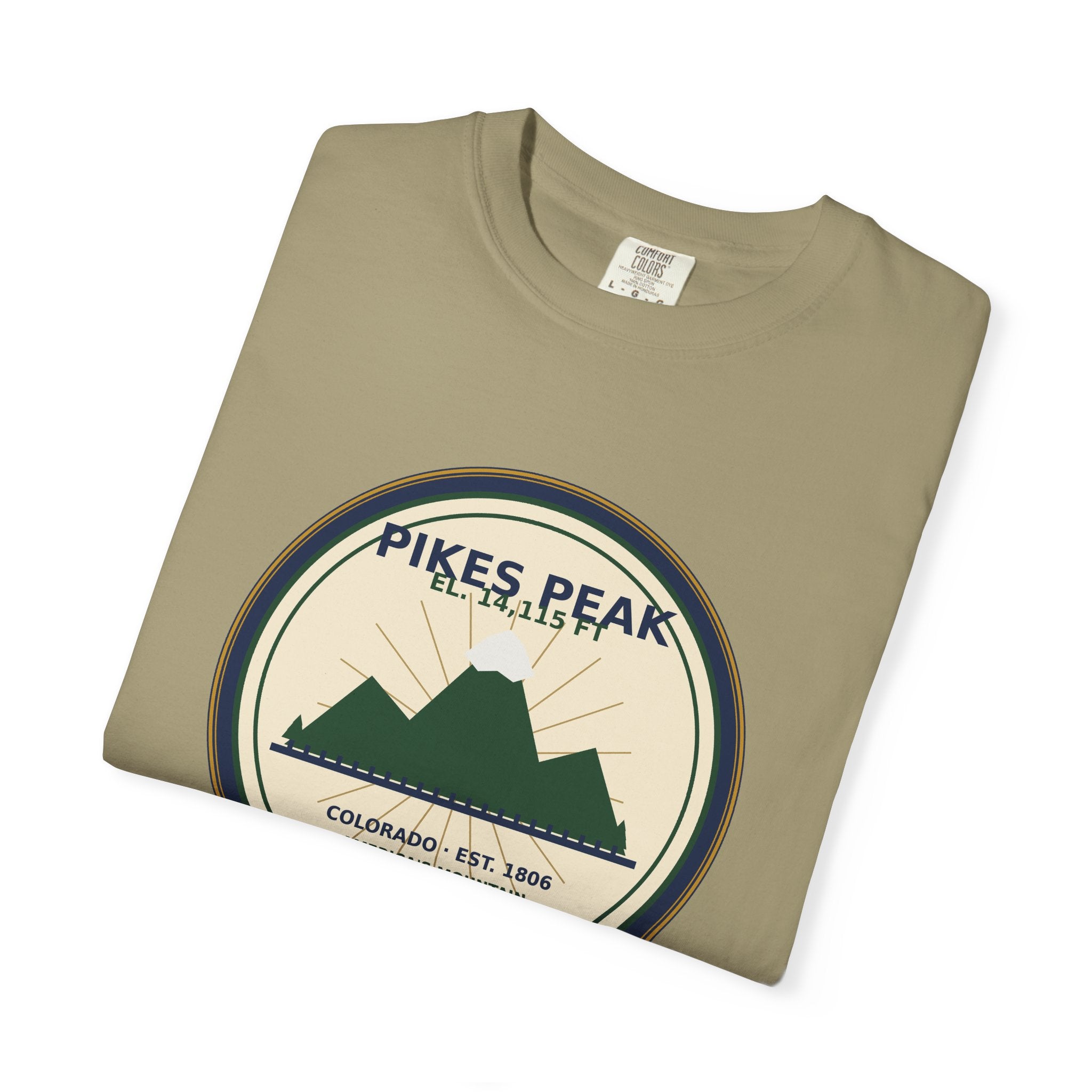 Pikes Peak Mountain Badge Tee | Vintage Colorado Comfort Colors Shirt
