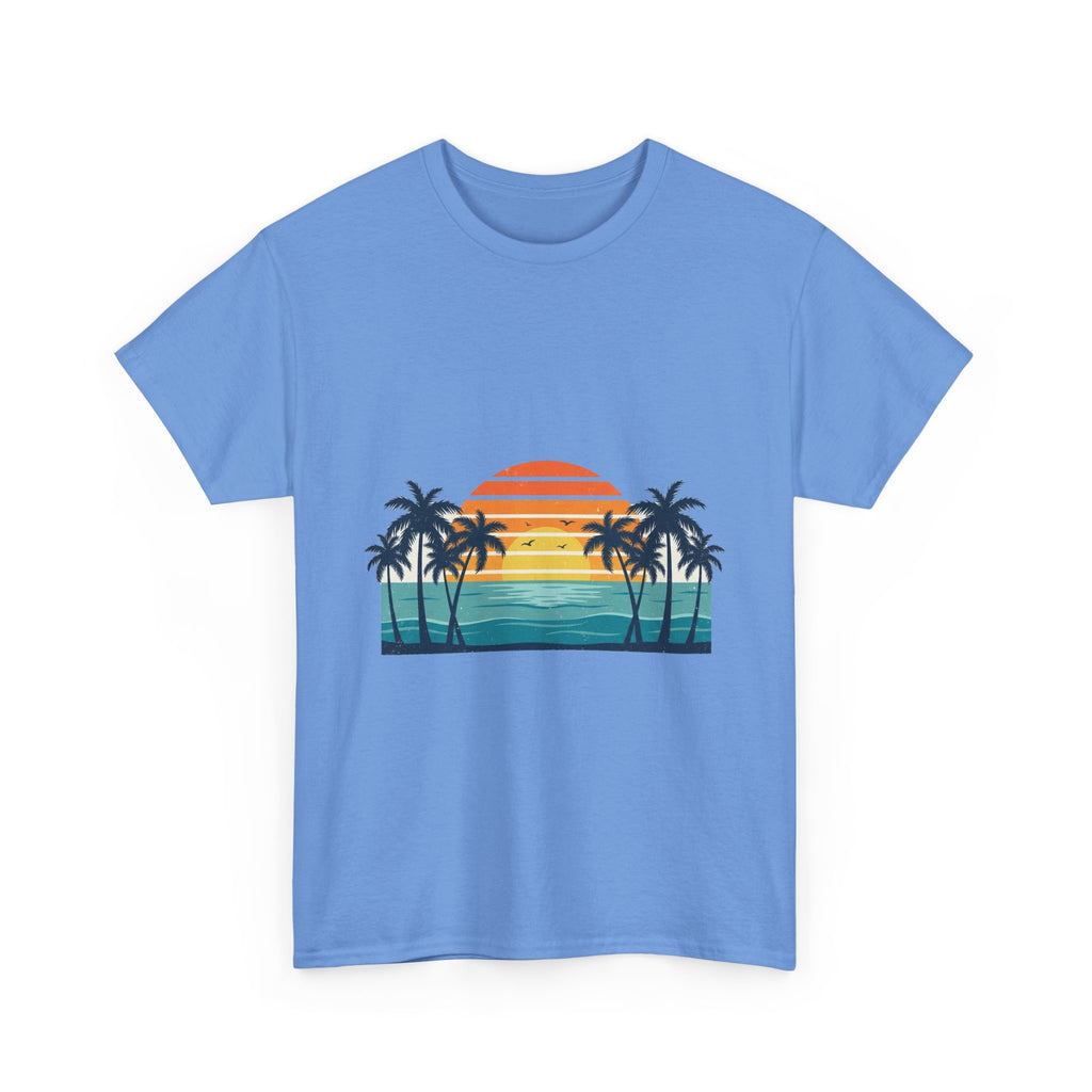 Retro Beach Sunset Tee | Vintage Palms & Ocean Summer Shirt