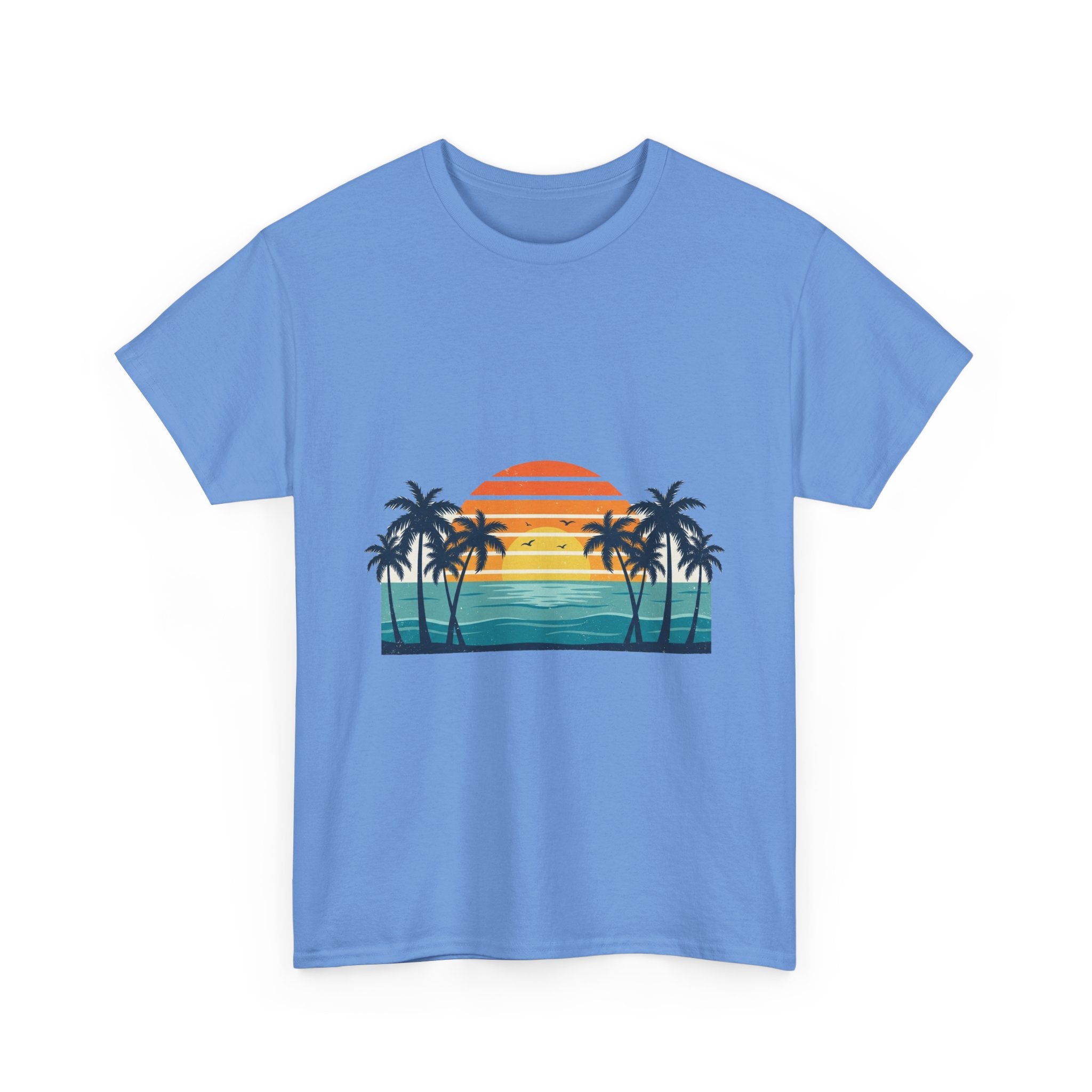 Retro Beach Sunset Tee | Vintage Palms & Ocean Summer Shirt