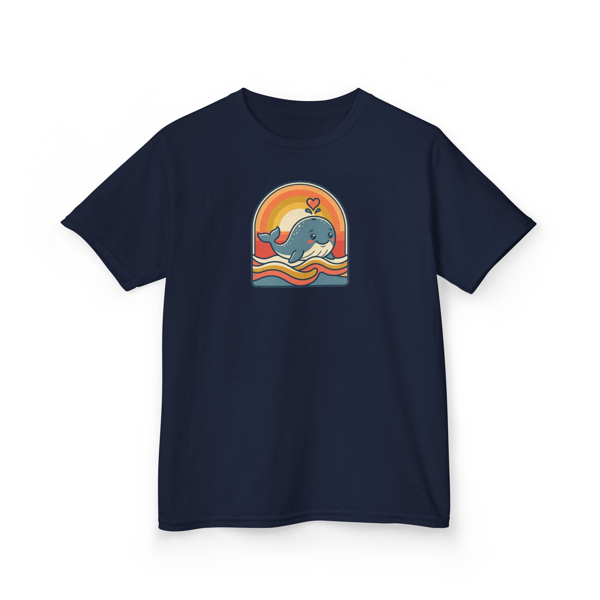 Whale Shirt Retro Heart Splash Kids Beach Tee