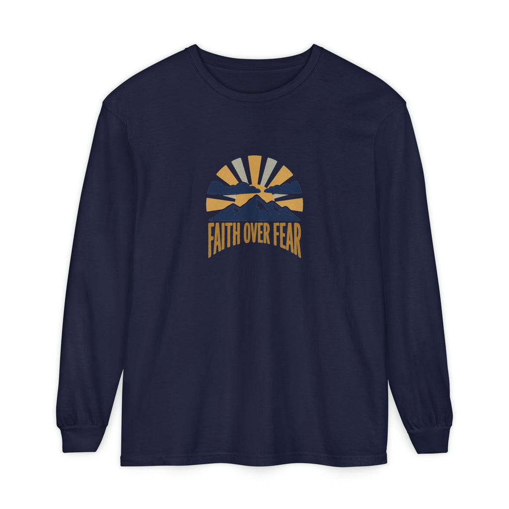 Faith Over Fear Long Sleeve Tee | Inspirational Christian Shirt