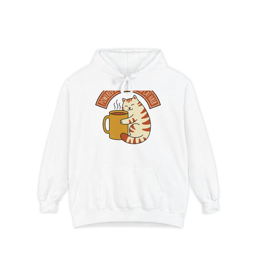 Cat Coffee Hoodie | Powered by Caffeine | Comfort Colors cat mom hoodie — Ivory