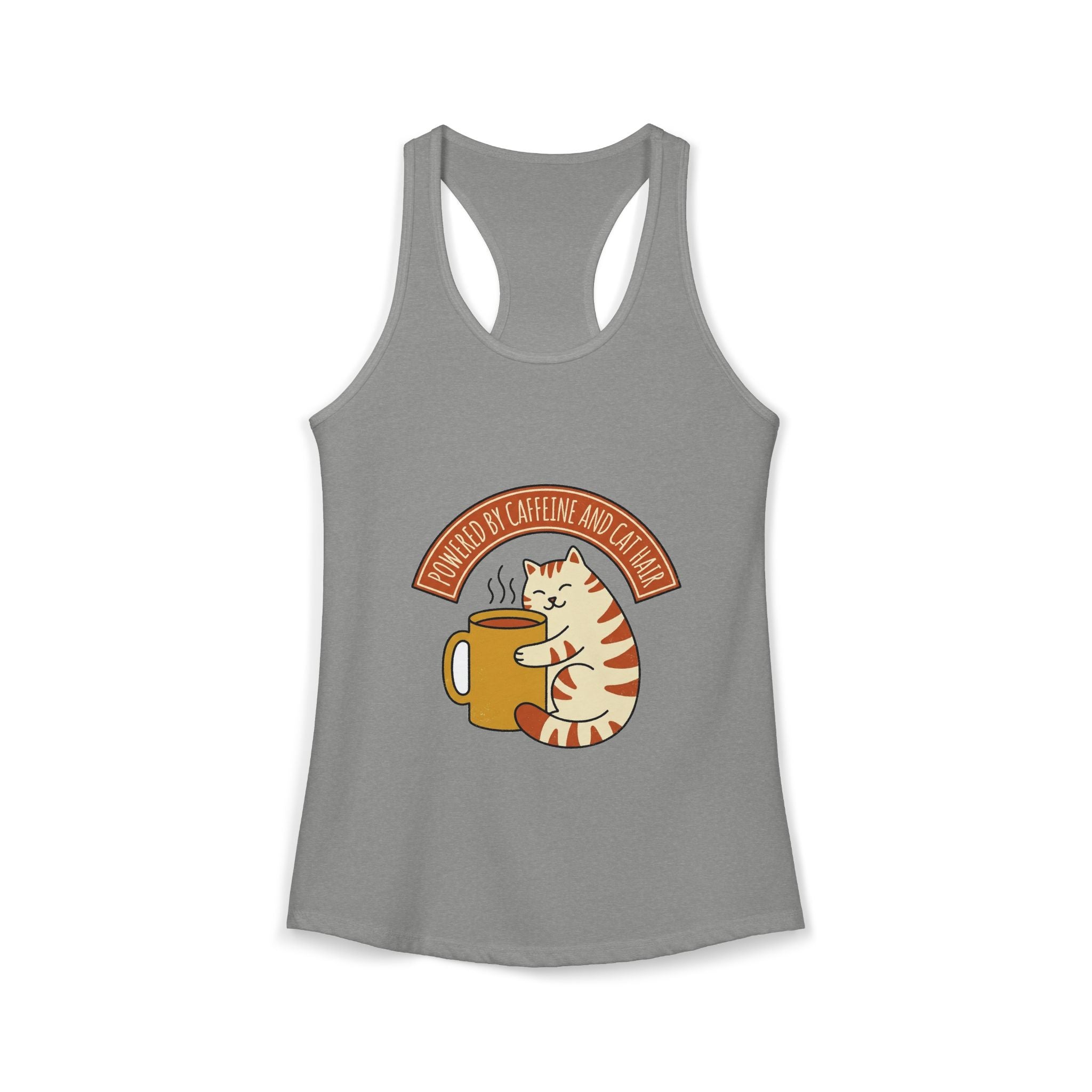Cat Coffee Powered by Caffeine — Racerback Tank