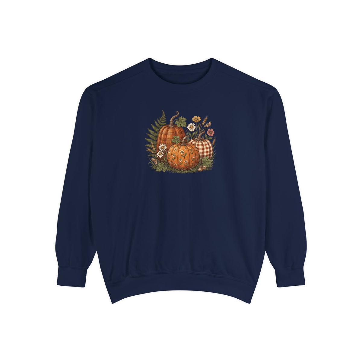 Pumpkin Crewneck Sweatshirt | Vintage Patterned Cottagecore Fall Art | Comfort Colors Garment Dyed