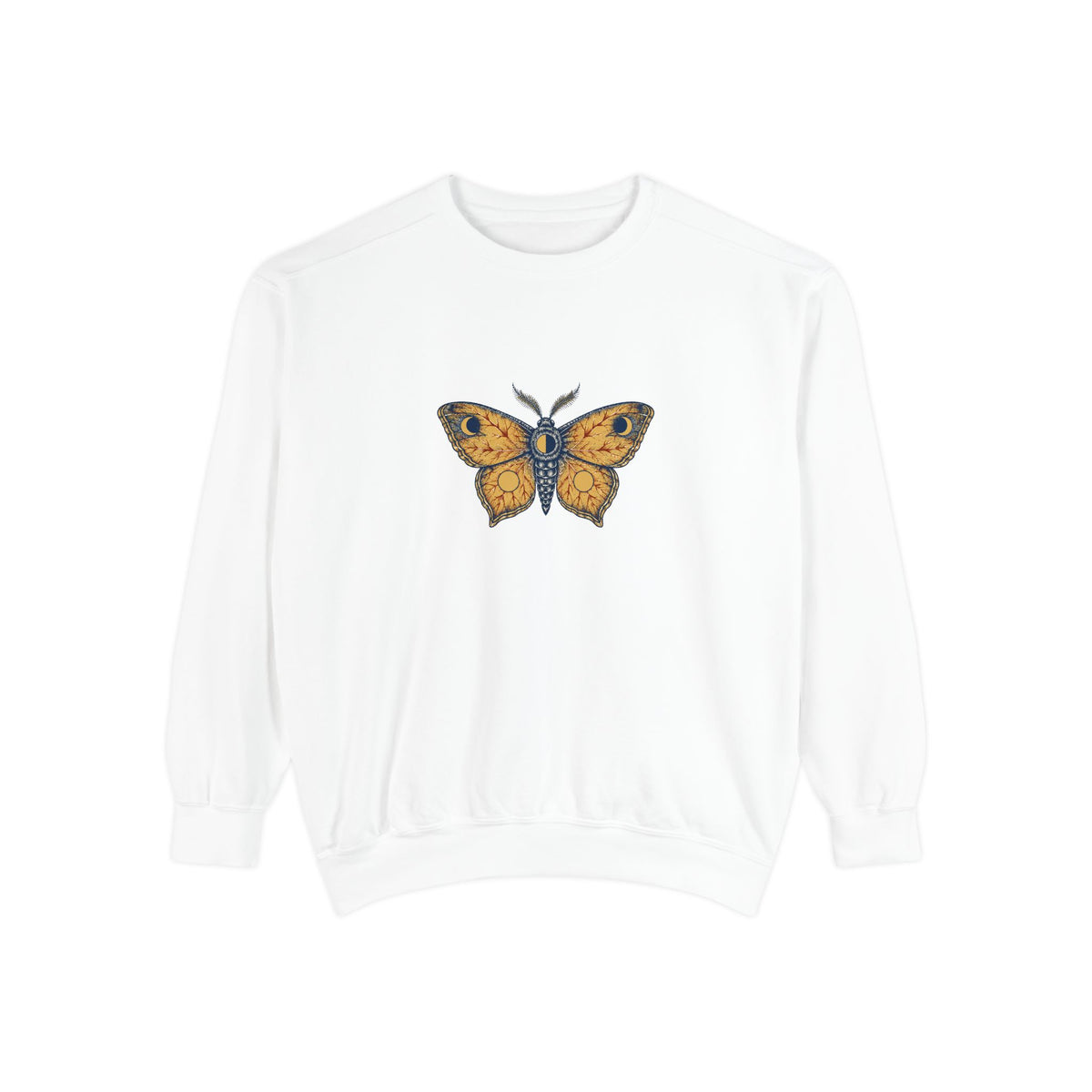 Celestial Moth Crewneck Sweatshirt | Vintage Engraved Luna Moth Art | Comfort Colors Garment Dyed