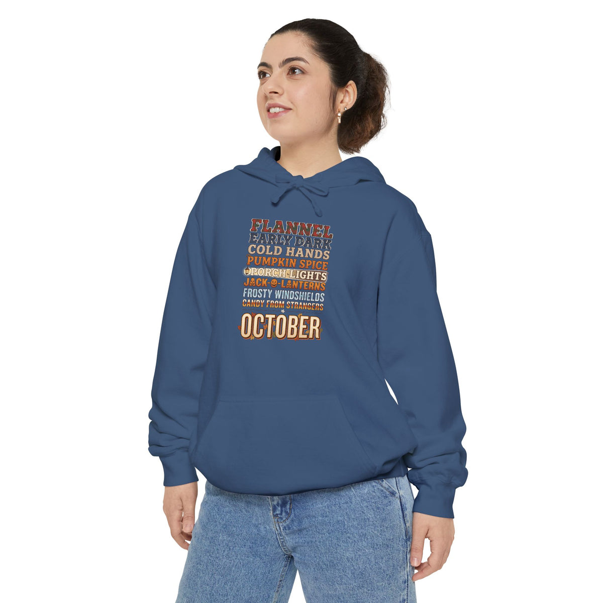 October Hoodie | Flannel Early Dark Cold Hands Fall List | Comfort Colors Garment Dyed