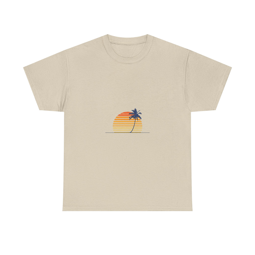 Retro Palm & Sunset Tee | Minimalist Vintage Beach Summer Shirt