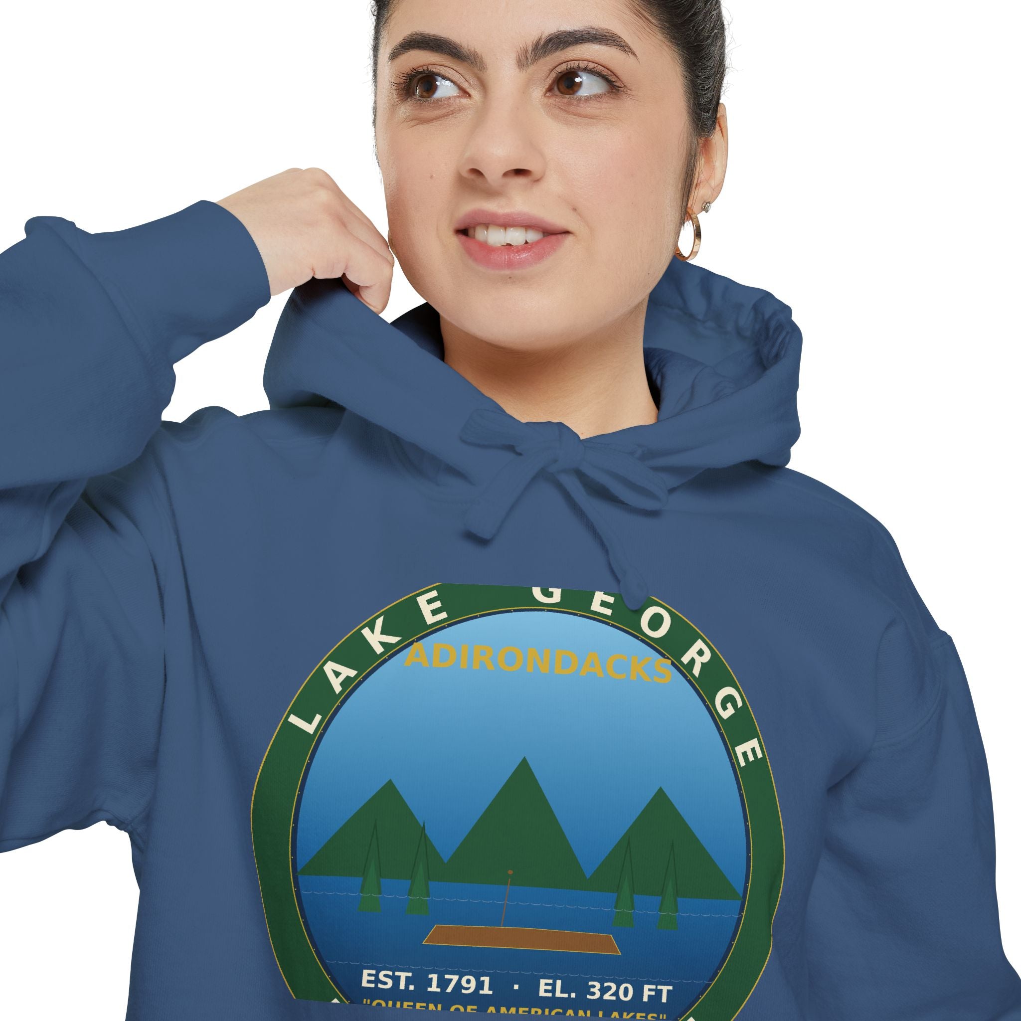 Lake George Adirondacks Badge Hoodie