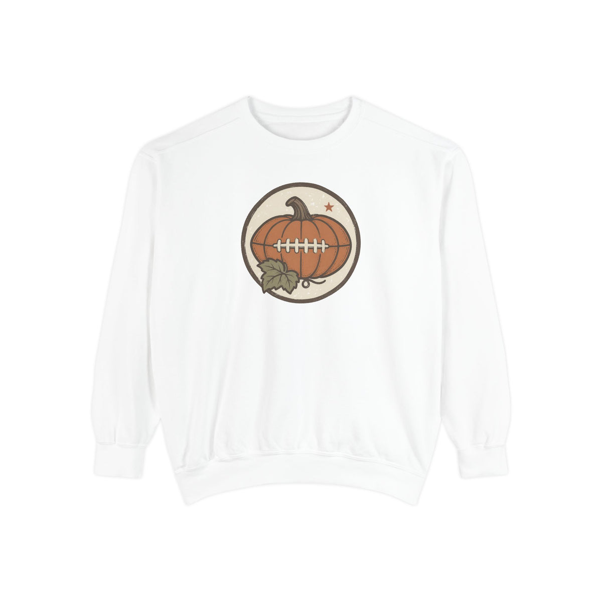 Pumpkin Football Crewneck Sweatshirt | Vintage Fall Saturday Tailgate Art | Comfort Colors Garment Dyed