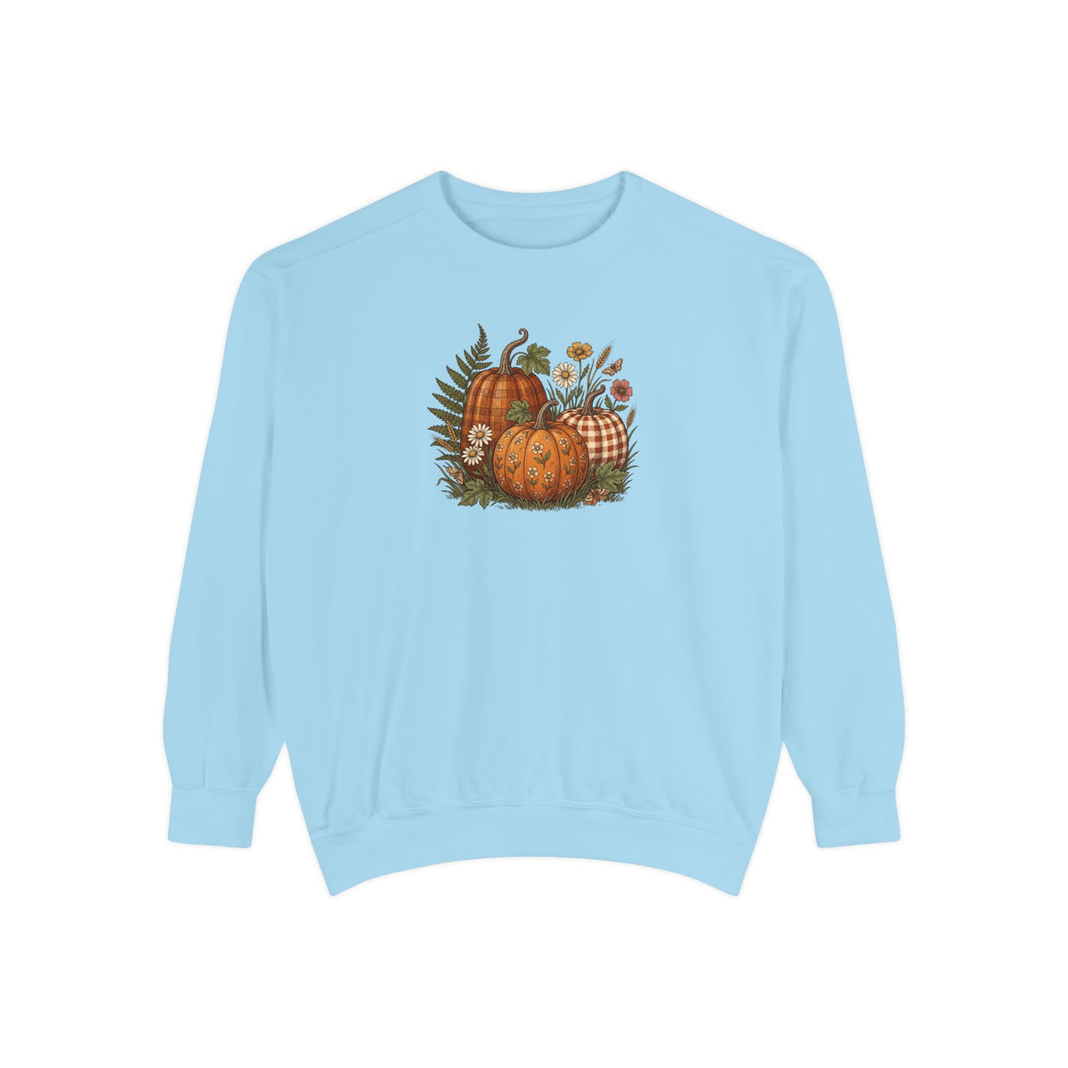 Pumpkin Crewneck Sweatshirt | Vintage Patterned Cottagecore Fall Art | Comfort Colors Garment Dyed