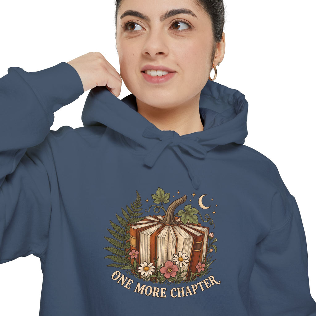 Book Lover Hoodie | One More Chapter Autumn Reading Art | Comfort Colors Garment Dyed