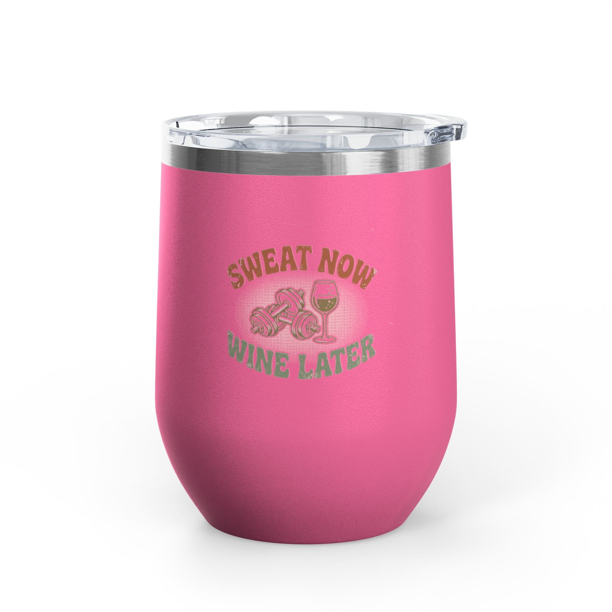 Sweat Now Wine Later Wine Tumbler — 12oz Insulated | Funny Gym &amp; Wine Gift