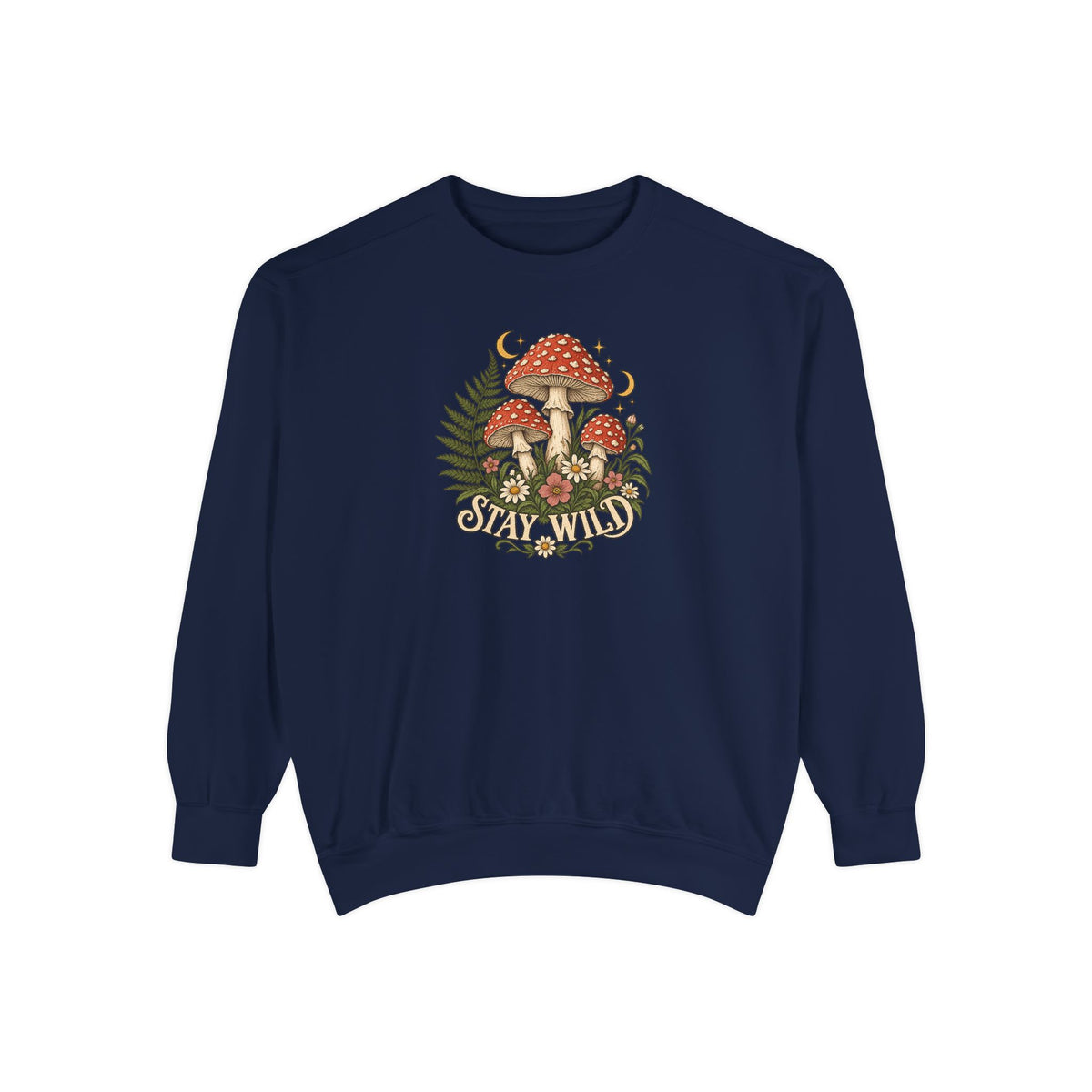Mushroom Crewneck Sweatshirt | Vintage Botanical Toadstool Art | Comfort Colors Garment Dyed