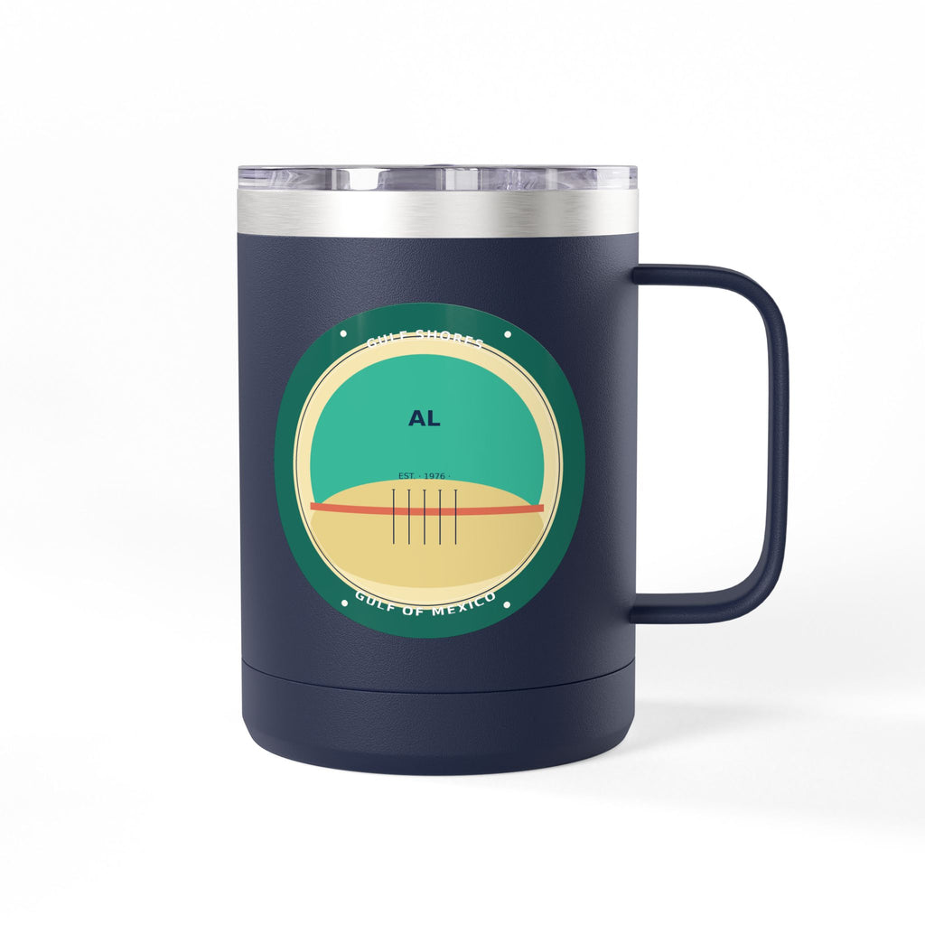 Gulf Shores Alabama 15oz Travel Mug | Coastal Badge Art