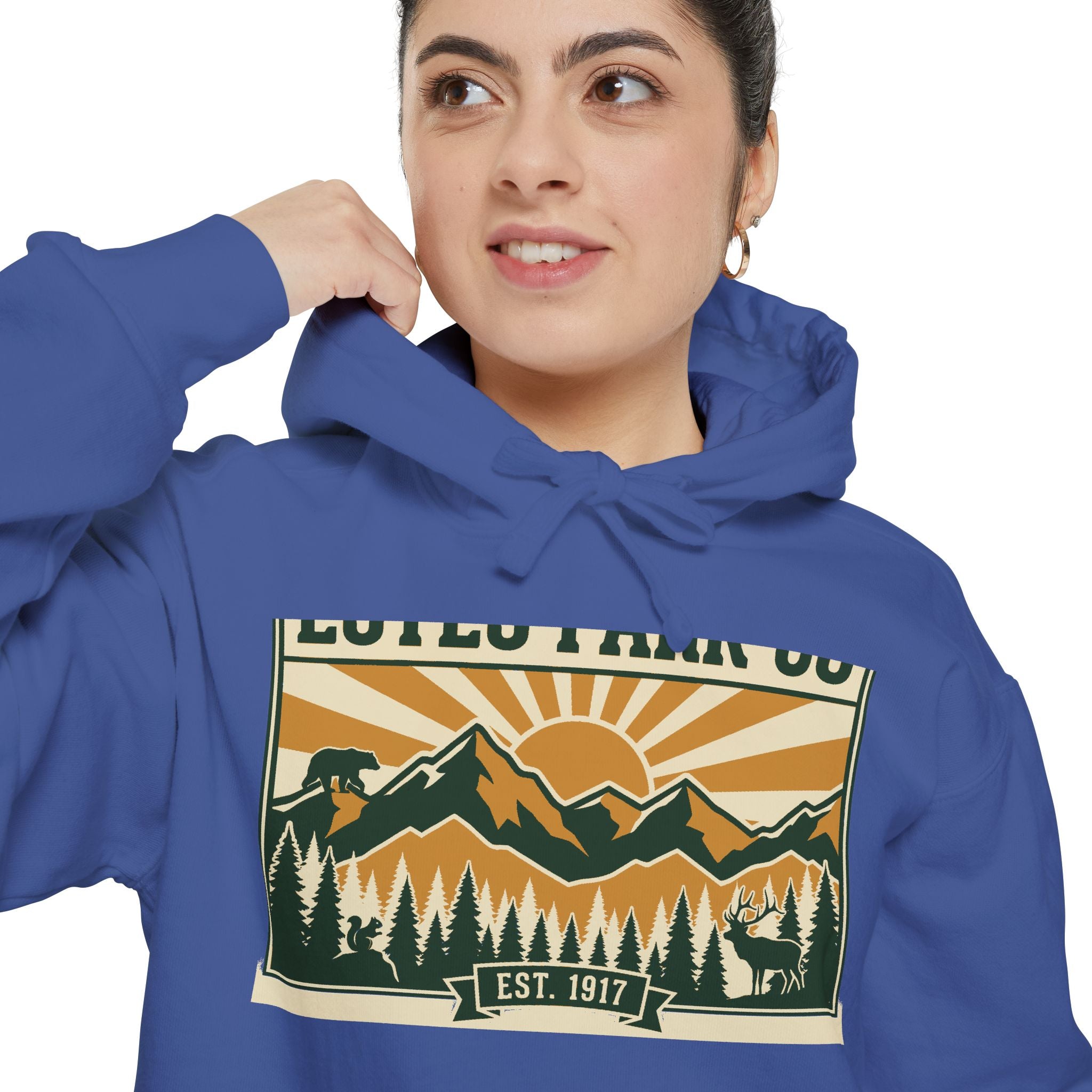 Estes Park CO Hidden Wildlife Hoodie | Forest Green EST. 1917